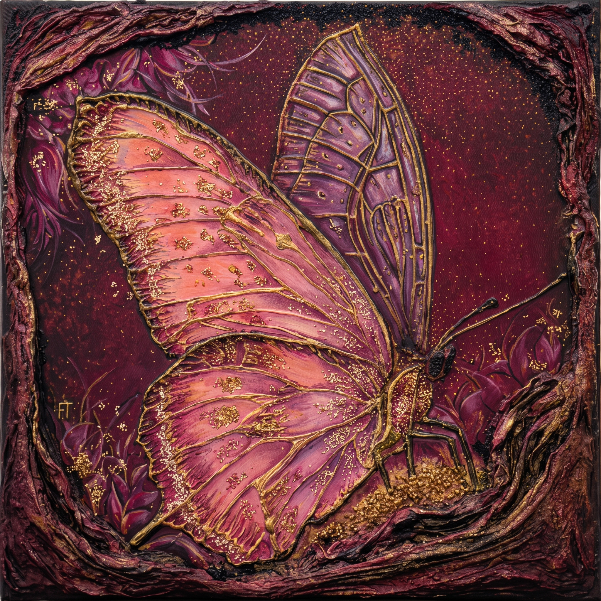 Secret Small World — butterfly relief painting